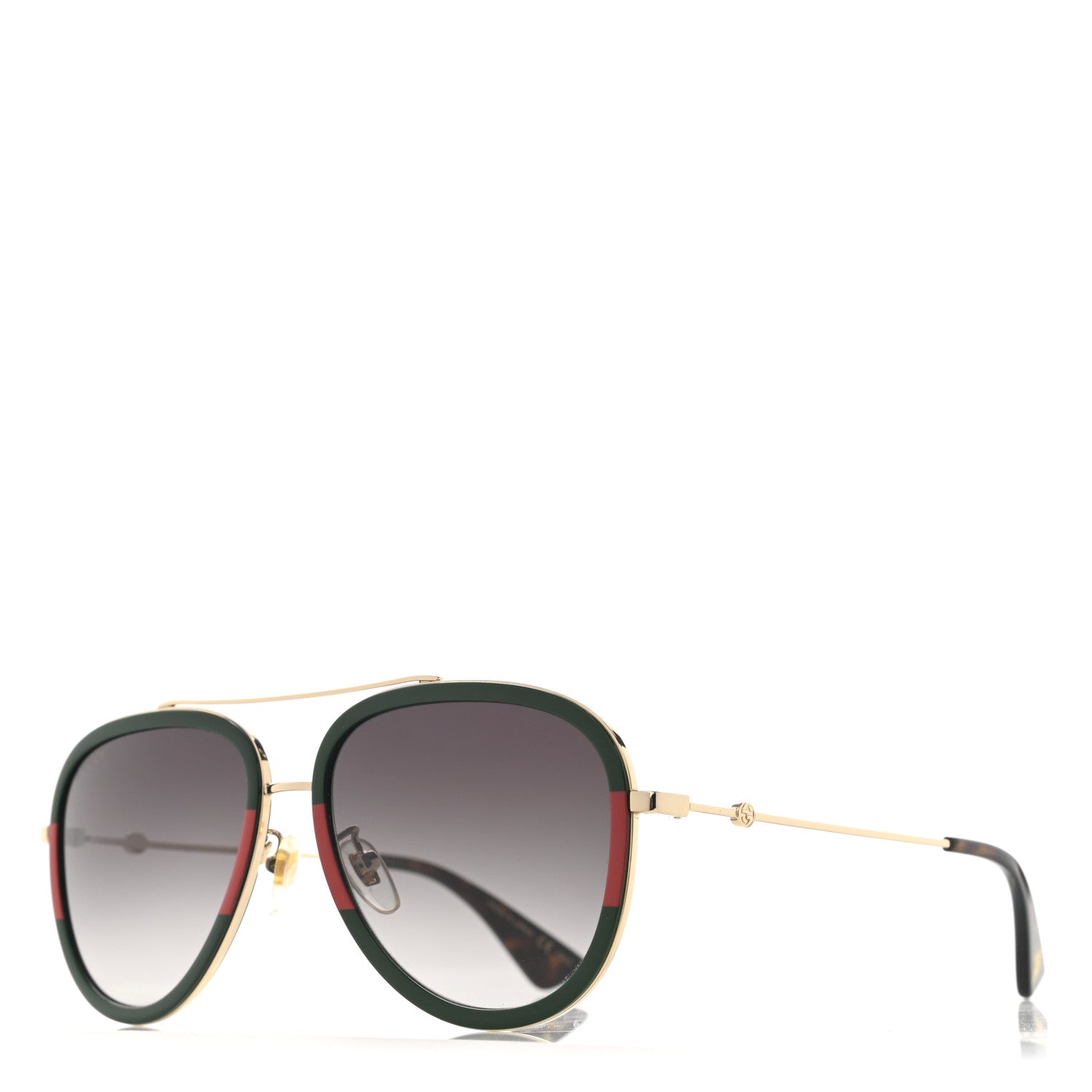 Gucci Web Aviator Sunglasses GG0062S Green Red 1 of 8