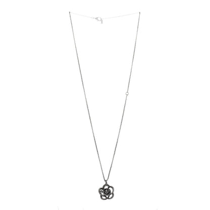 Chanel Crystal Pearl Camellia Necklace Ruthenium 2 of 4