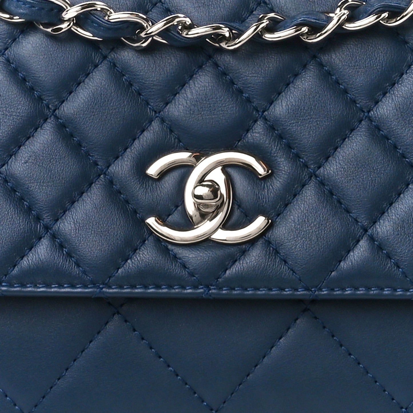 Calfskin Quilted In the Business Flap Dark Navy Blue