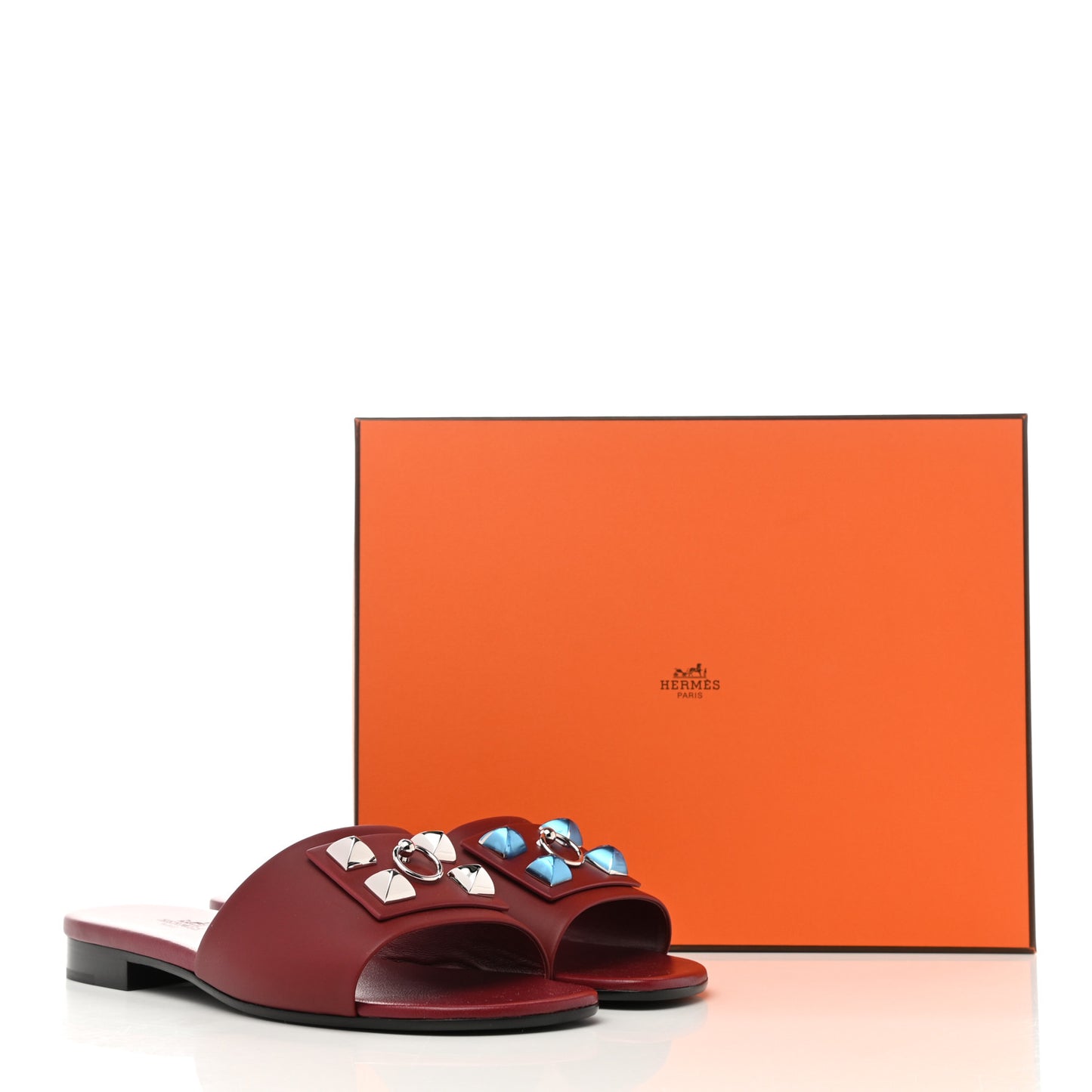 Calfskin Dune Sandals 38 Rouge Sangria