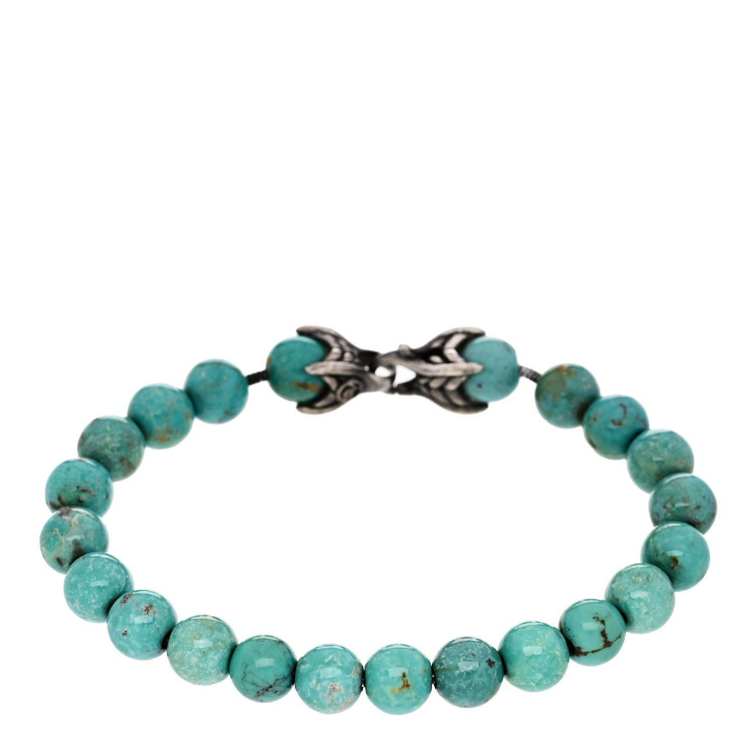 David Yurman Sterling Silver Turquoise 8mm Spiritual Beads Bracelet 1 of 4