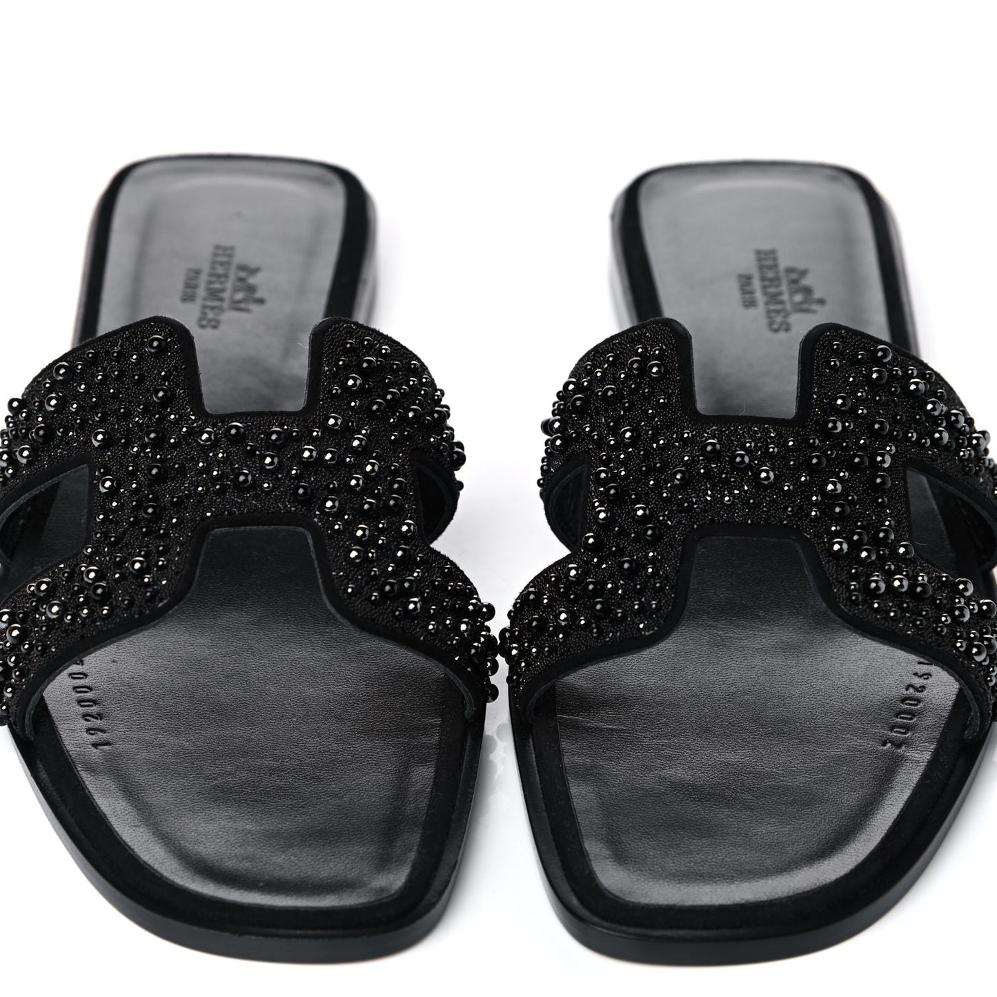 Goatskin Crystal Oran Sandals 37 Black
