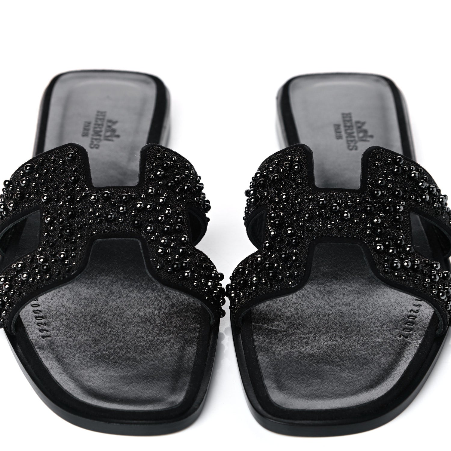Hermes Goatskin Crystal Oran Sandals 37 Black 7 of 10