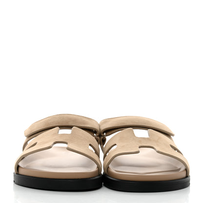 Hermes Suede Goatskin Womens Chypre Sandals 41 Beige Argile 2 of 9