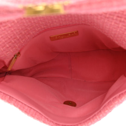 Chanel Metallic Tweed Quilted Medium Chanel 19 Flap Pink 5 of 9