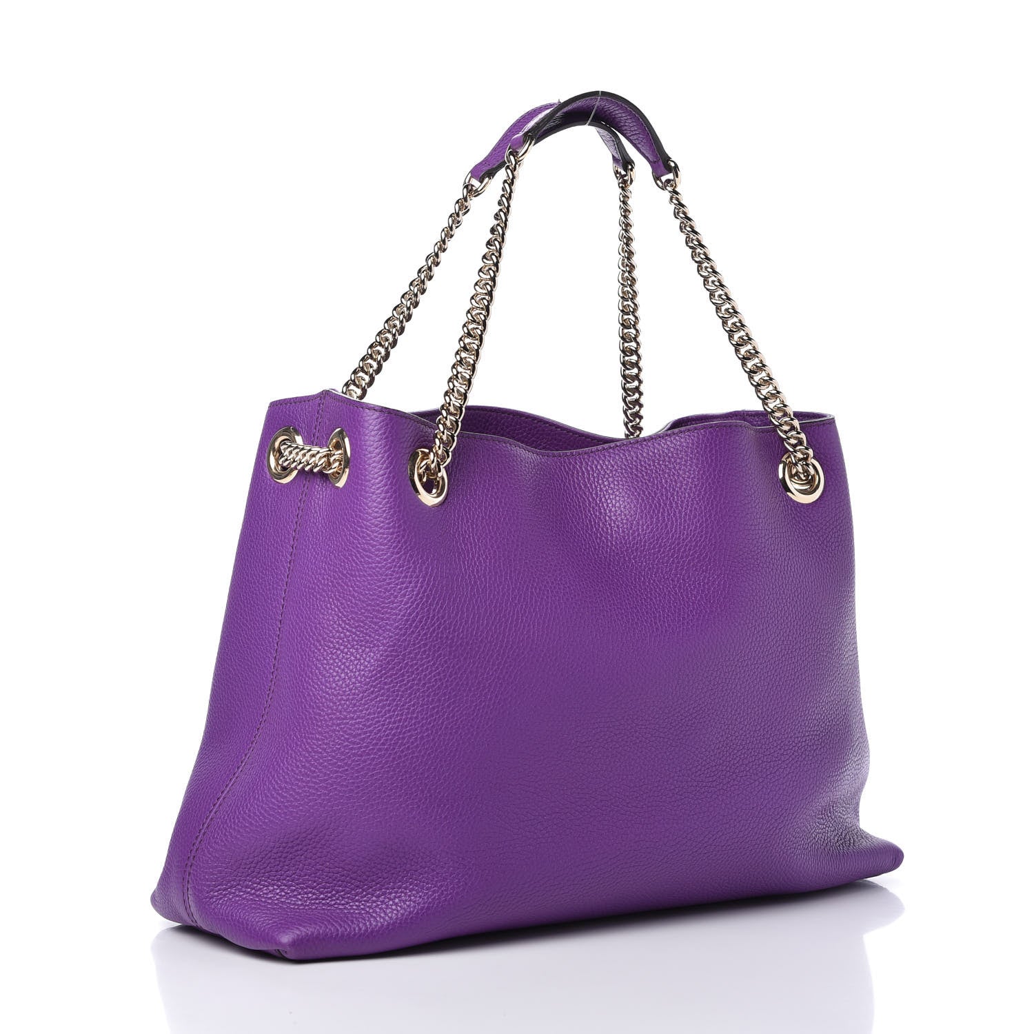 Gucci Pebbled Calfskin Medium Soho Chain Shoulder Bag Shine Purple 3 of 10