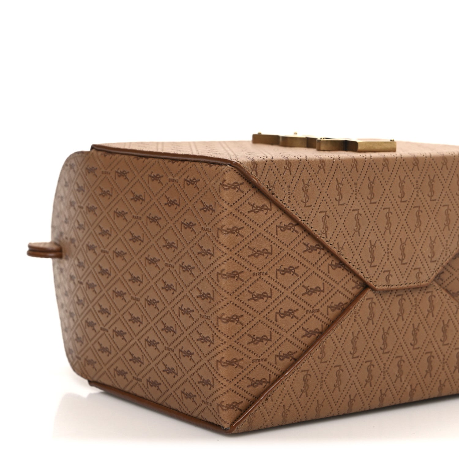 Saint Laurent Calfskin Monogram Take Away Box Dusty Vintage Brown Gold 9 of 11