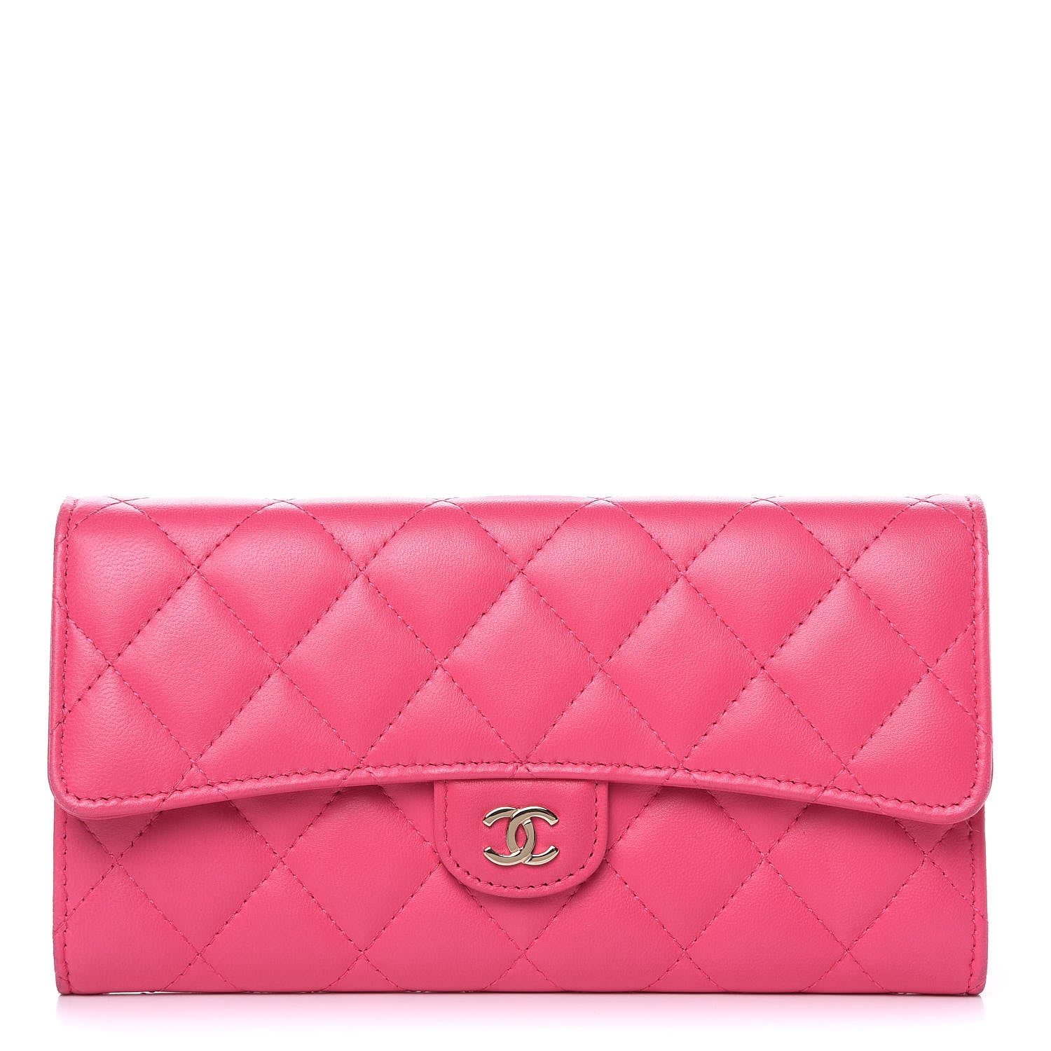 Chanel Lambskin Quilted Large Gusset Flap Wallet Fuchsia 1 of 10
