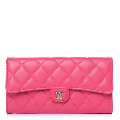 Chanel Lambskin Quilted Large Gusset Flap Wallet Fuchsia 1 of 10