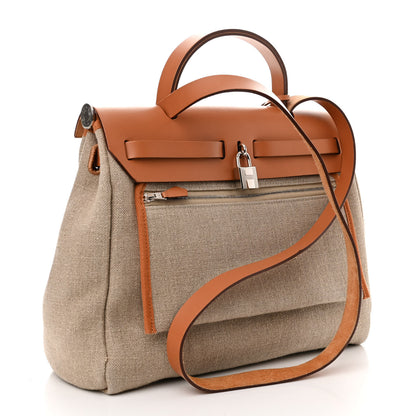 Hermes Toile De Camp Vache Hunter Herbag Zip Retourne 31 PM Ficelle Naturel 4 of 13