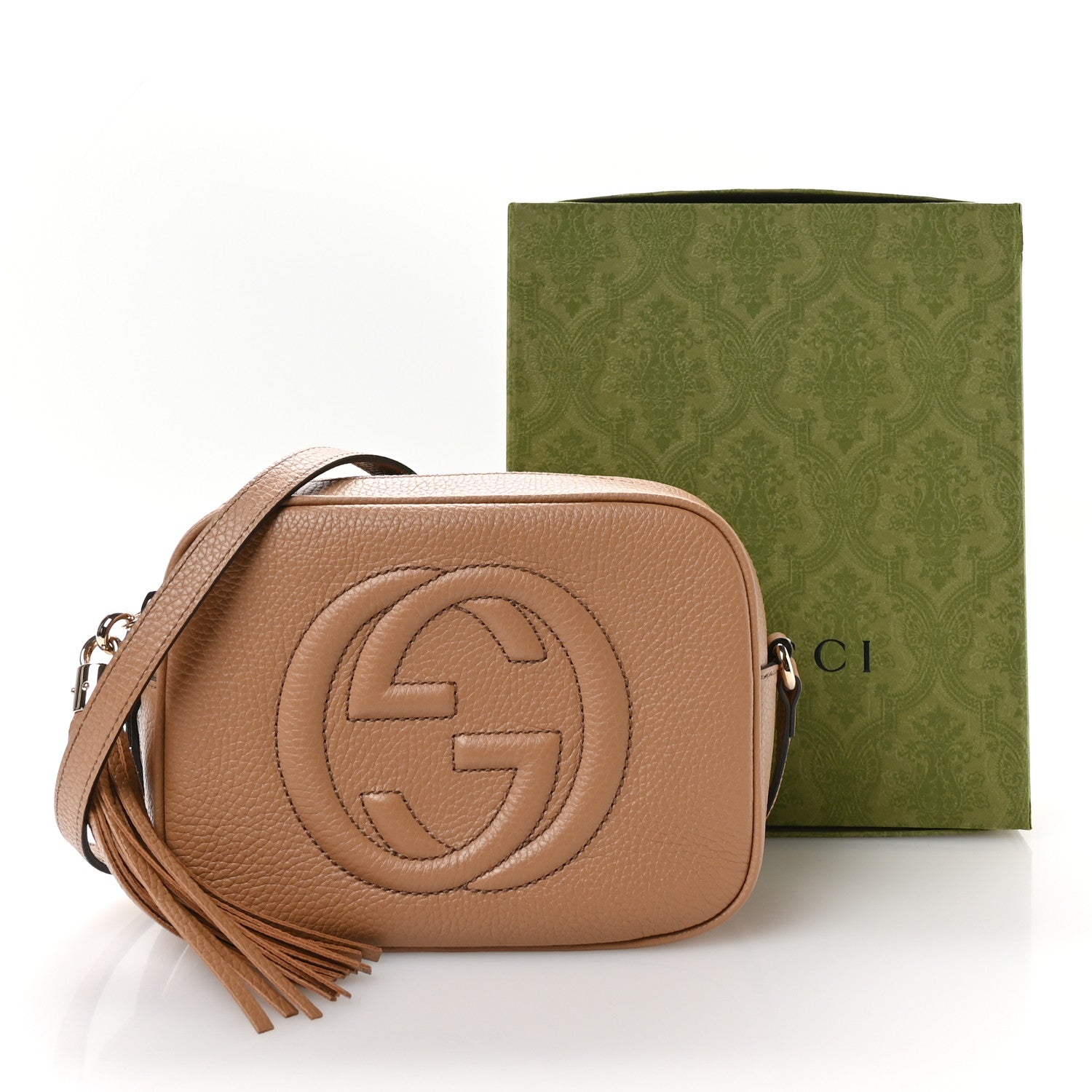 Gucci Pebbled Calfskin Small Soho Disco Bag Camelia 11 of 11