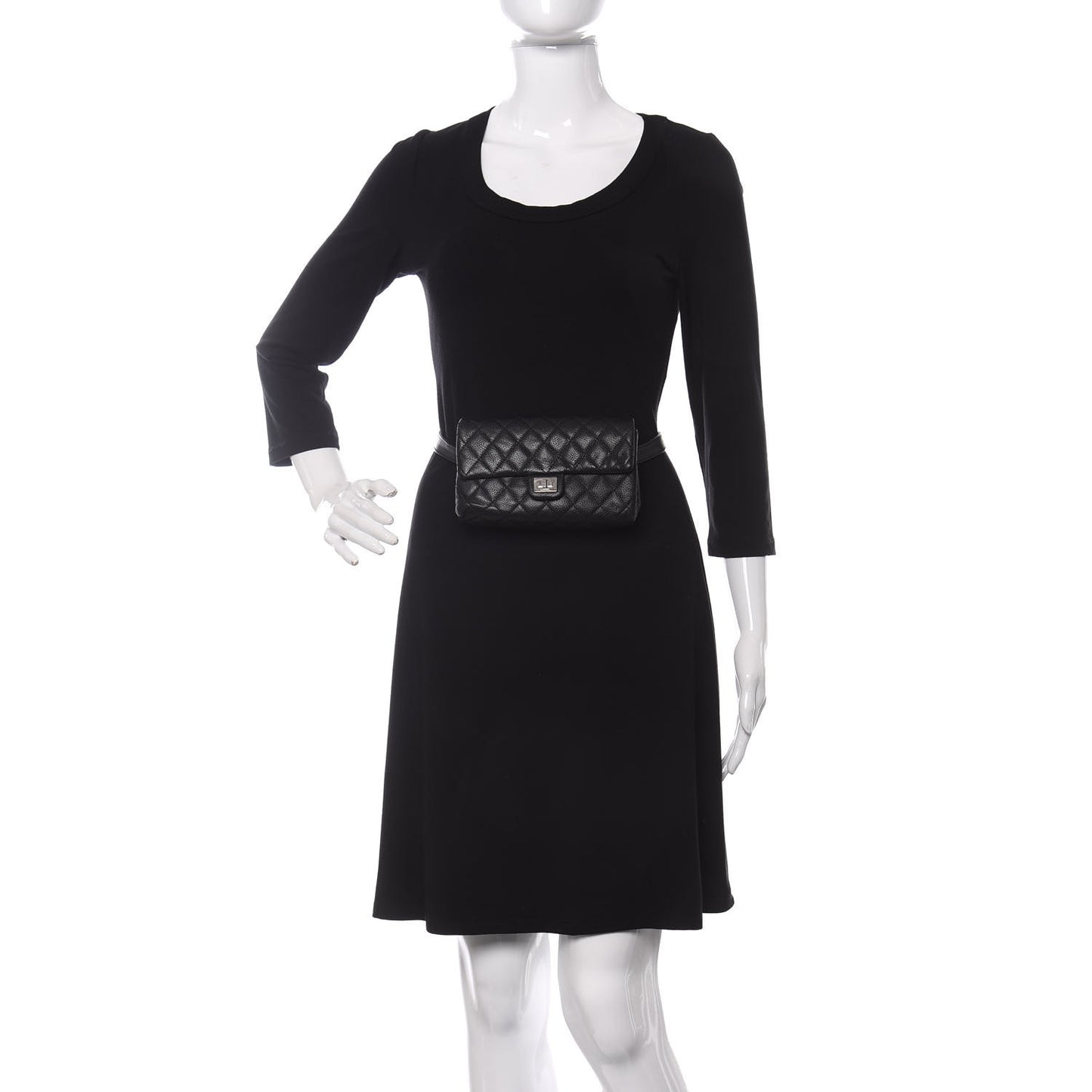 Grained Calfskin Quilted 2.55 Reissue Flap Belt Bag Clutch Black