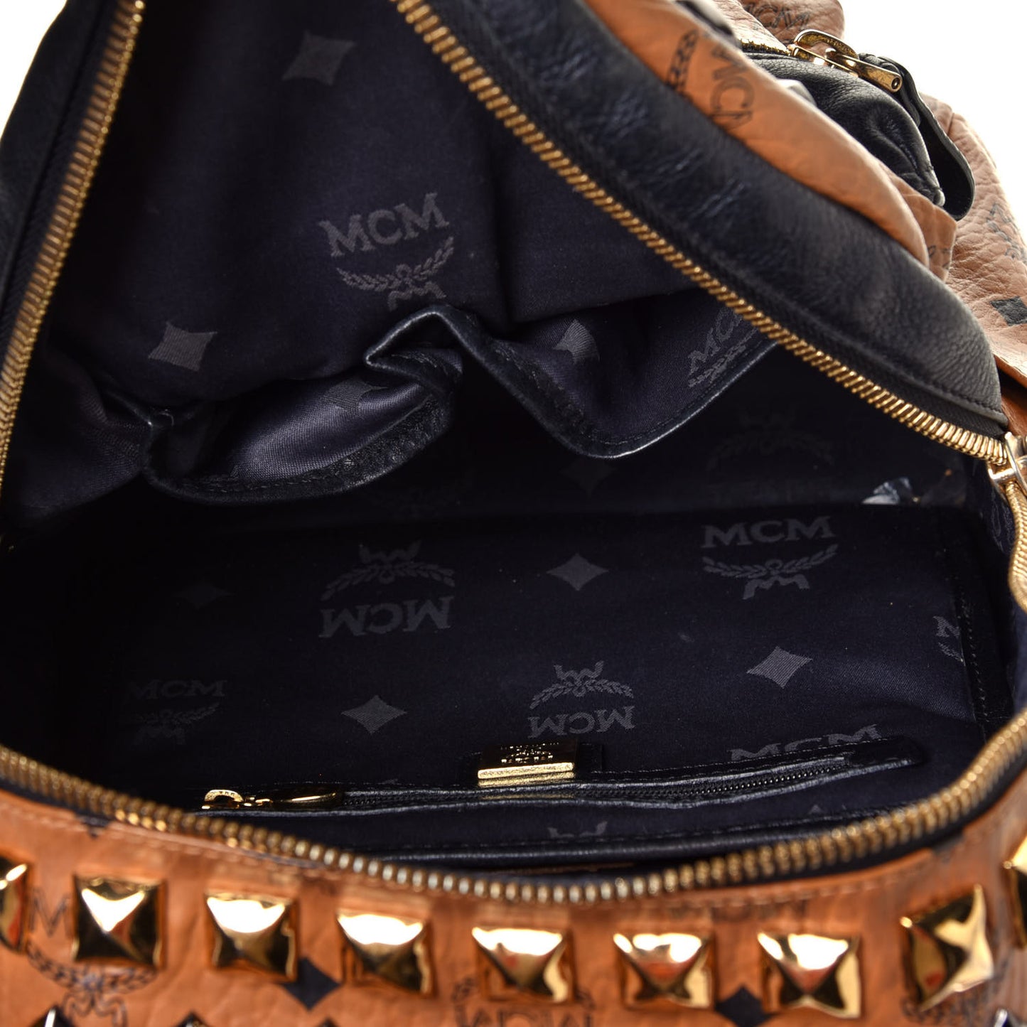 Visetos Studded Colorblock Small Stark Brock Backpack Cognac Black