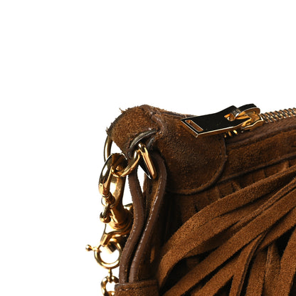 Saint Laurent Suede Calfskin Small Emmanuelle Fringe Hobo Bag Light Ocre 10 of 13