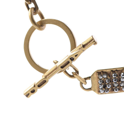 Christian Dior Crystal Logo Chain Necklace Gold Silver 6 of 6