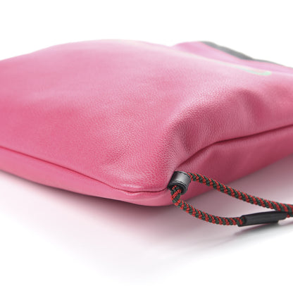 Gucci Grained Calfskin Logo Drawstring Backpack Box Pink Green Black 6 of 9