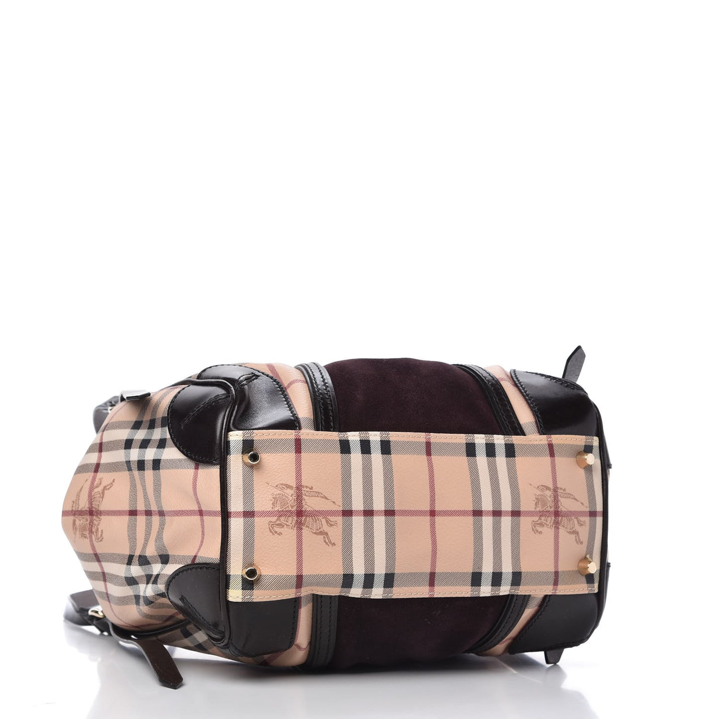 Suede Haymarket Check Colorblock Small Canterbury Tote Plum