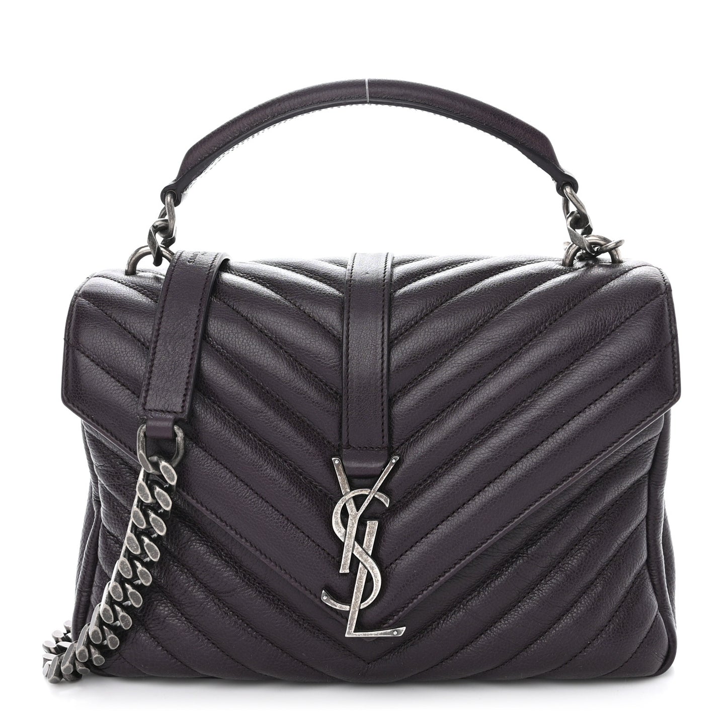 Sheepskin Matelasse Chevron Monogram Medium College Bag Amaranto