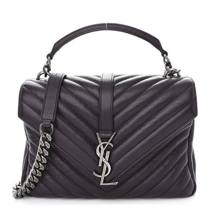 Saint Laurent Sheepskin Matelasse Chevron Monogram Medium College Bag Amaranto 1 of 12