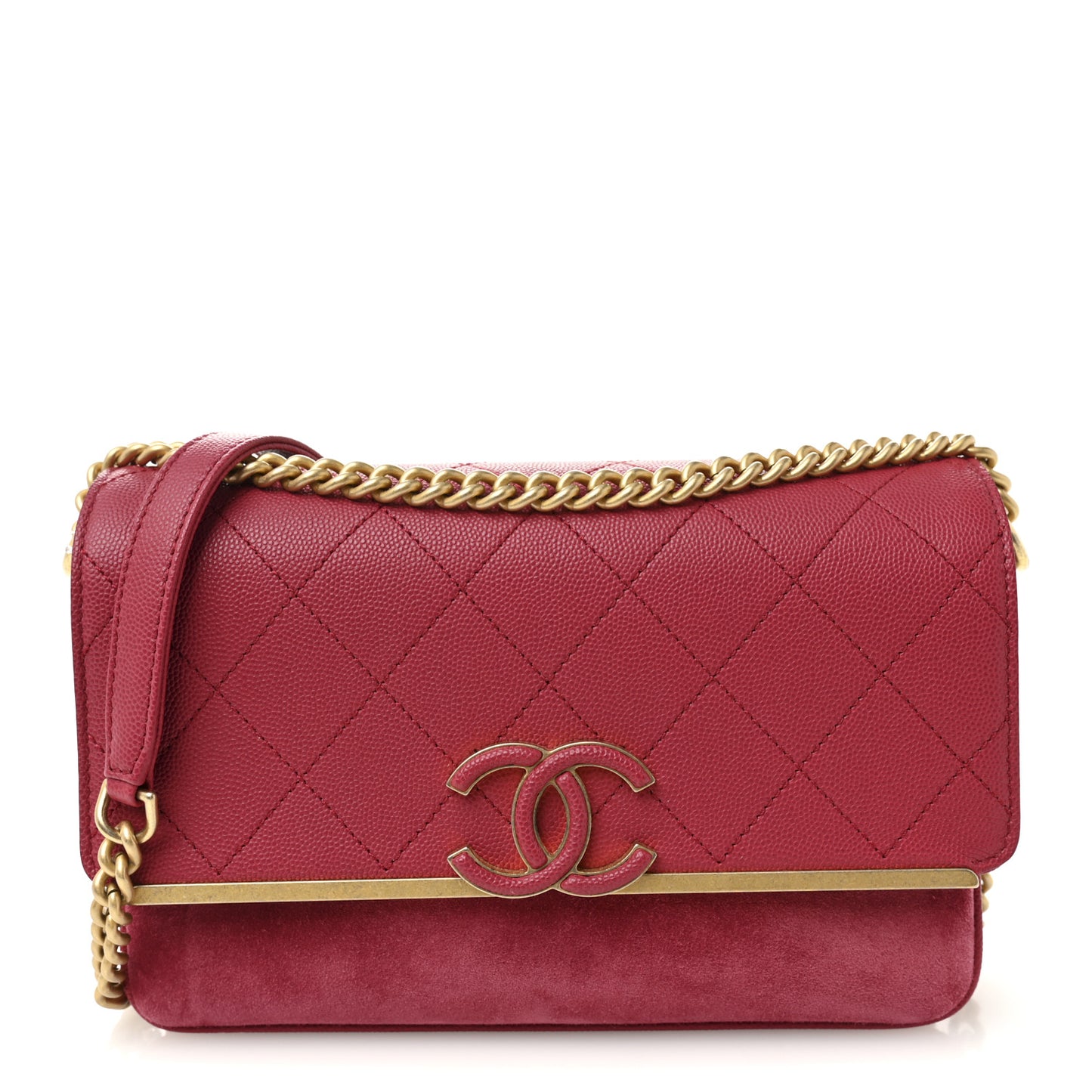 Caviar Suede Stitched Lady Coco Flap Pink