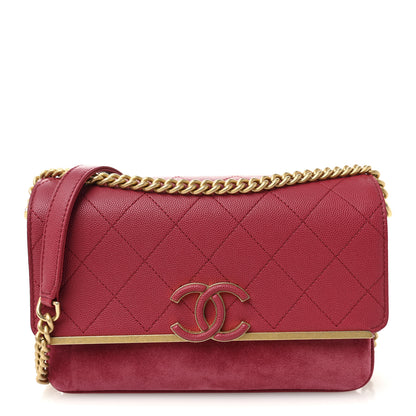 Chanel Caviar Suede Stitched Lady Coco Flap Pink 1 of 11