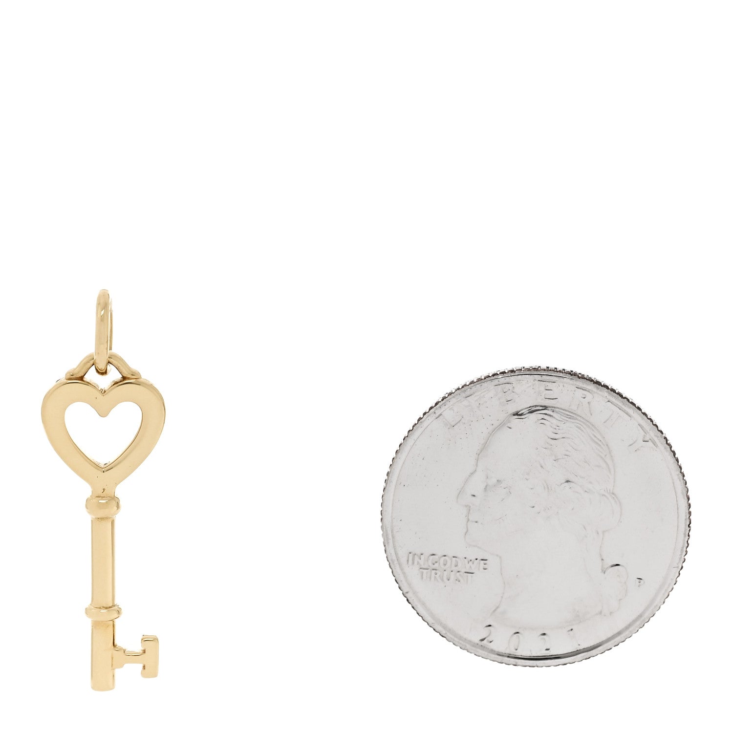 Tiffany 18K Yellow Gold Mini Heart Key Pendant 2 of 4