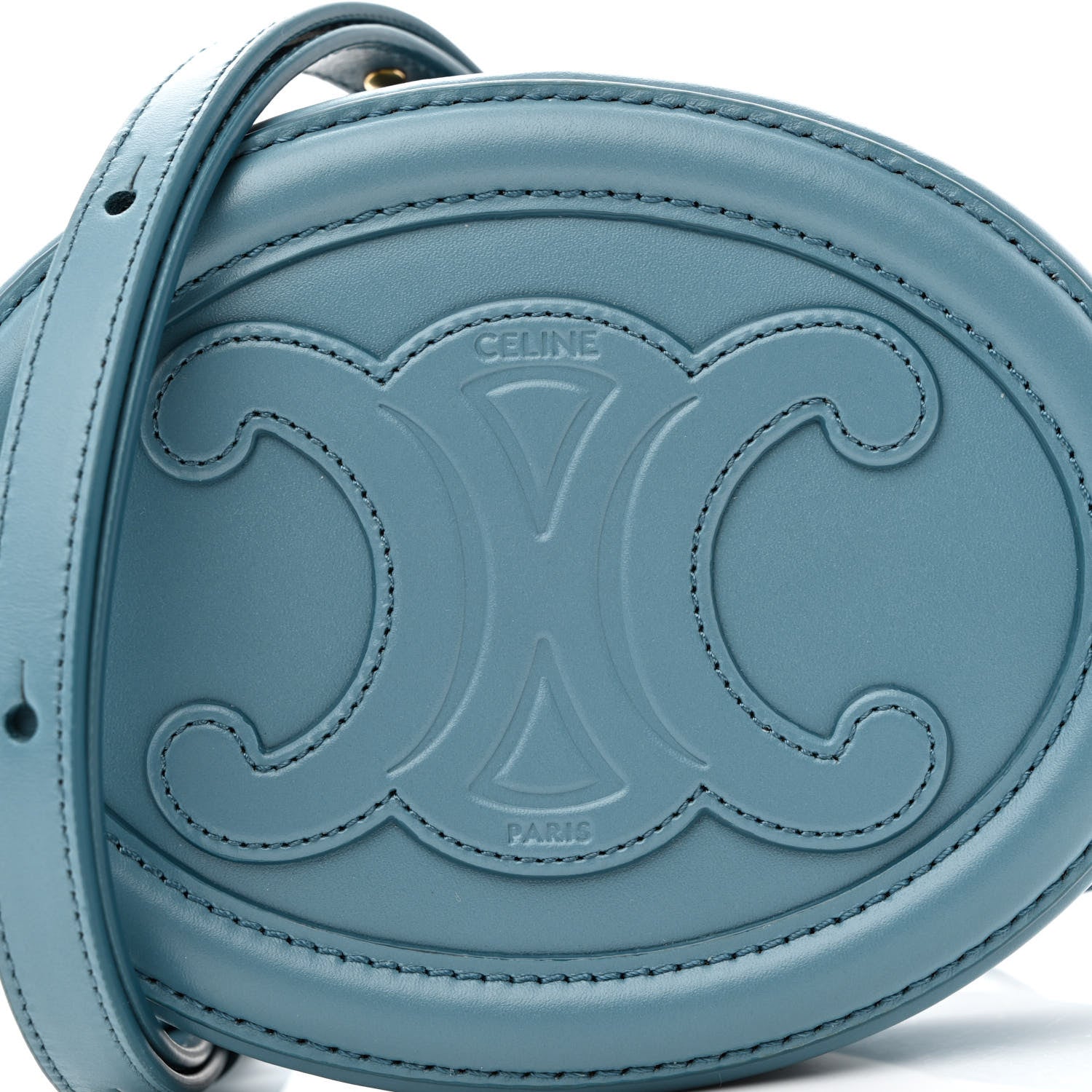 Celine Smooth Calfskin Cuir Triomphe Oval Bag Denim 7 of 9