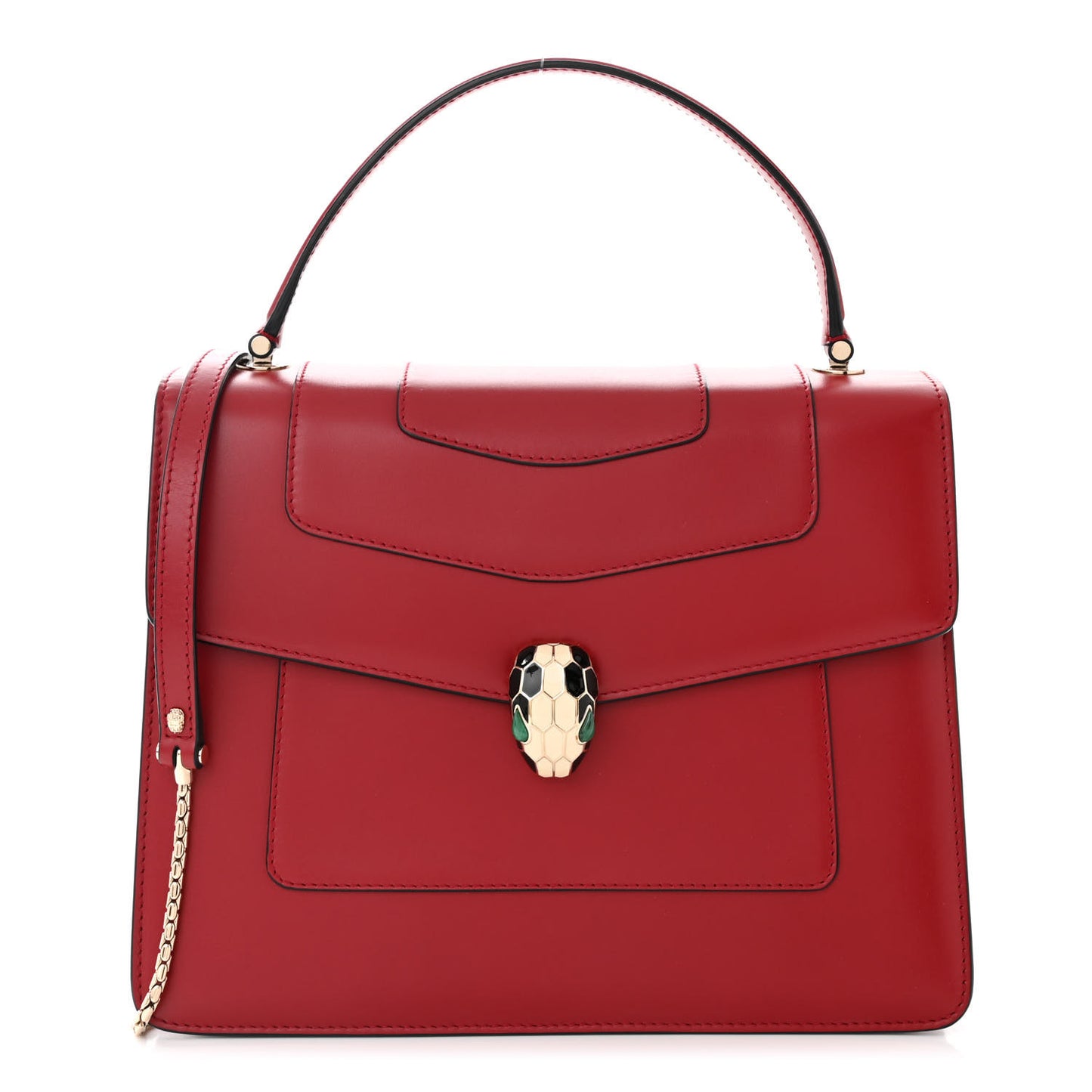 Calfskin Large Serpenti Forever Top Handle Red