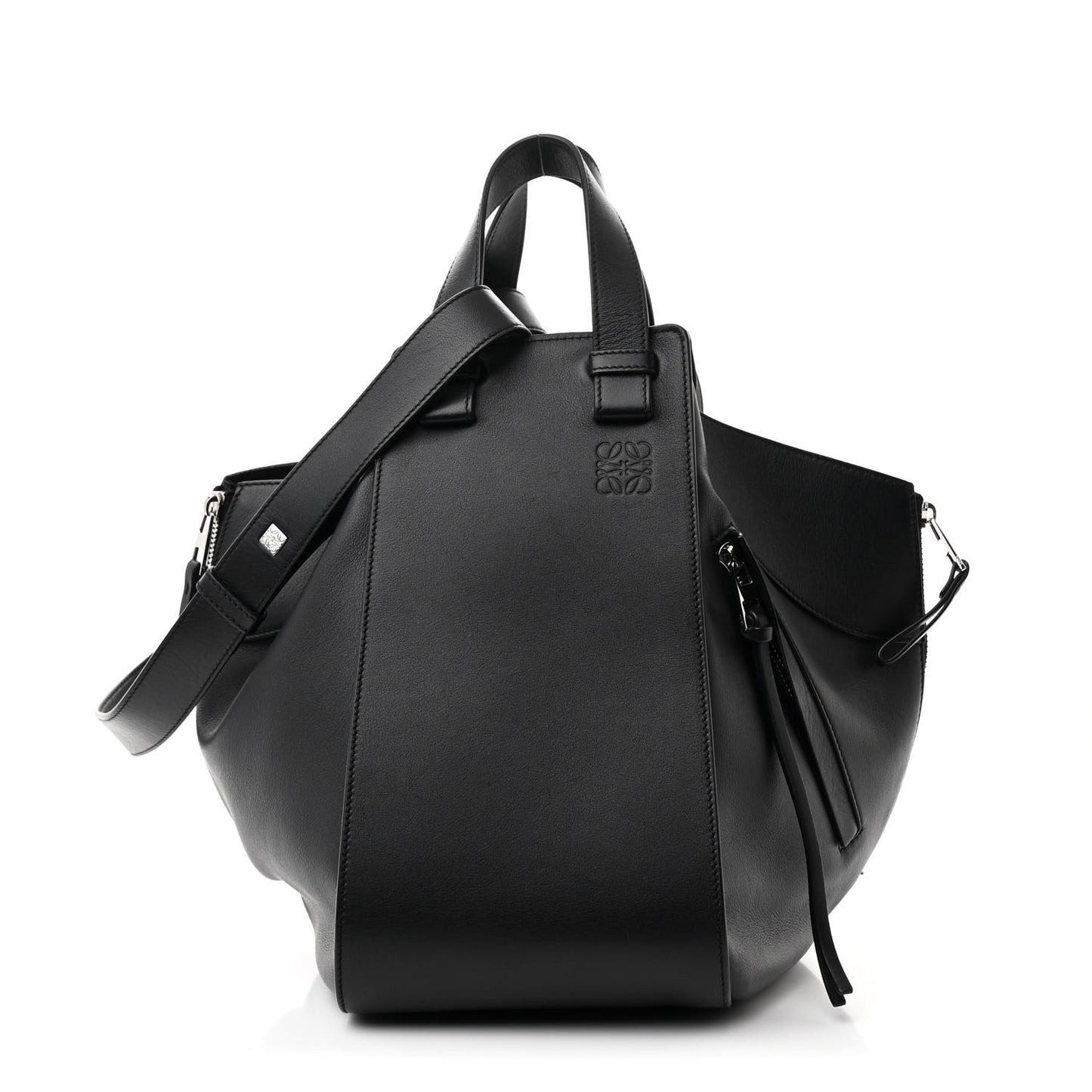 Calfskin Medium Hammock Shoulder Bag Black