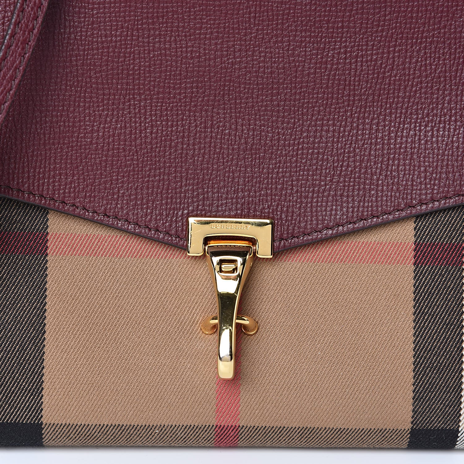 Burberry Derby Calfskin House Check Small Macken Crossbody Bag Mahogany Red 10 of 10