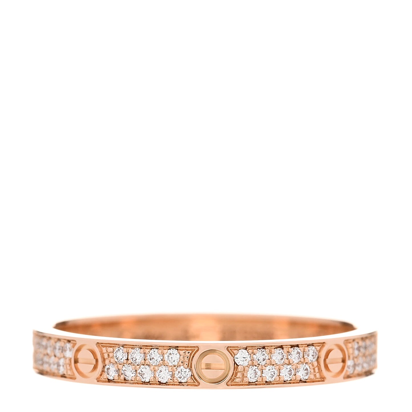 18K Pink Gold Diamond 2.6mm LOVE Paved Band Ring 54 6.75