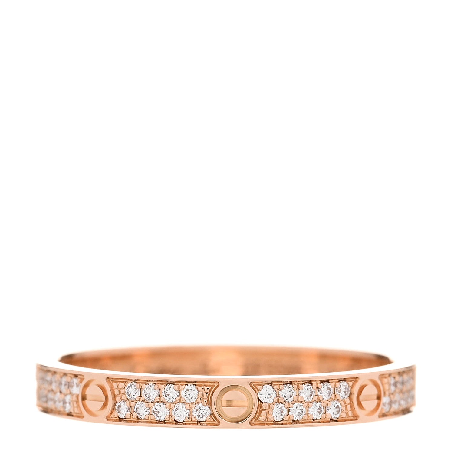 Cartier 18K Pink Gold Diamond 2.6mm LOVE Paved Band Ring 54 6.75 1 of 6