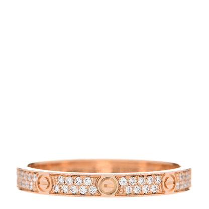 Cartier 18K Pink Gold Diamond 2.6mm LOVE Paved Band Ring 54 6.75 1 of 6