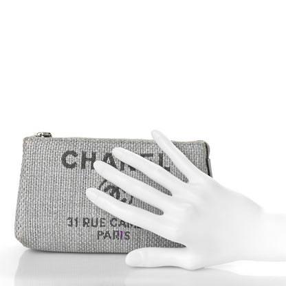 Chanel Woven Straw Raffia Deauville Cosmetic Pouch Grey 2 of 11
