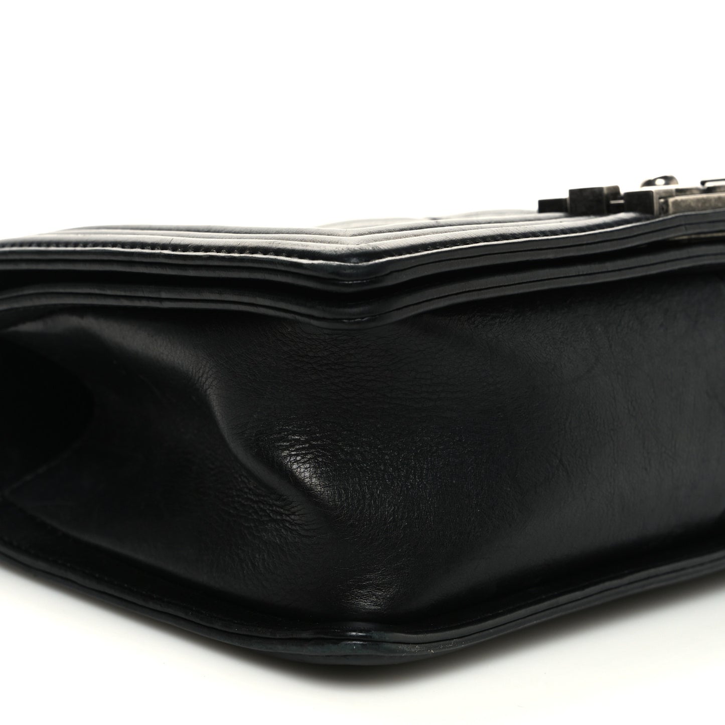 Calfskin Double Stitch Medium Boy Flap Black