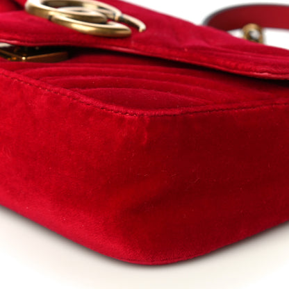 Gucci Velvet Matelasse Mini GG Marmont Shoulder Bag Hibiscus Red 11 of 11