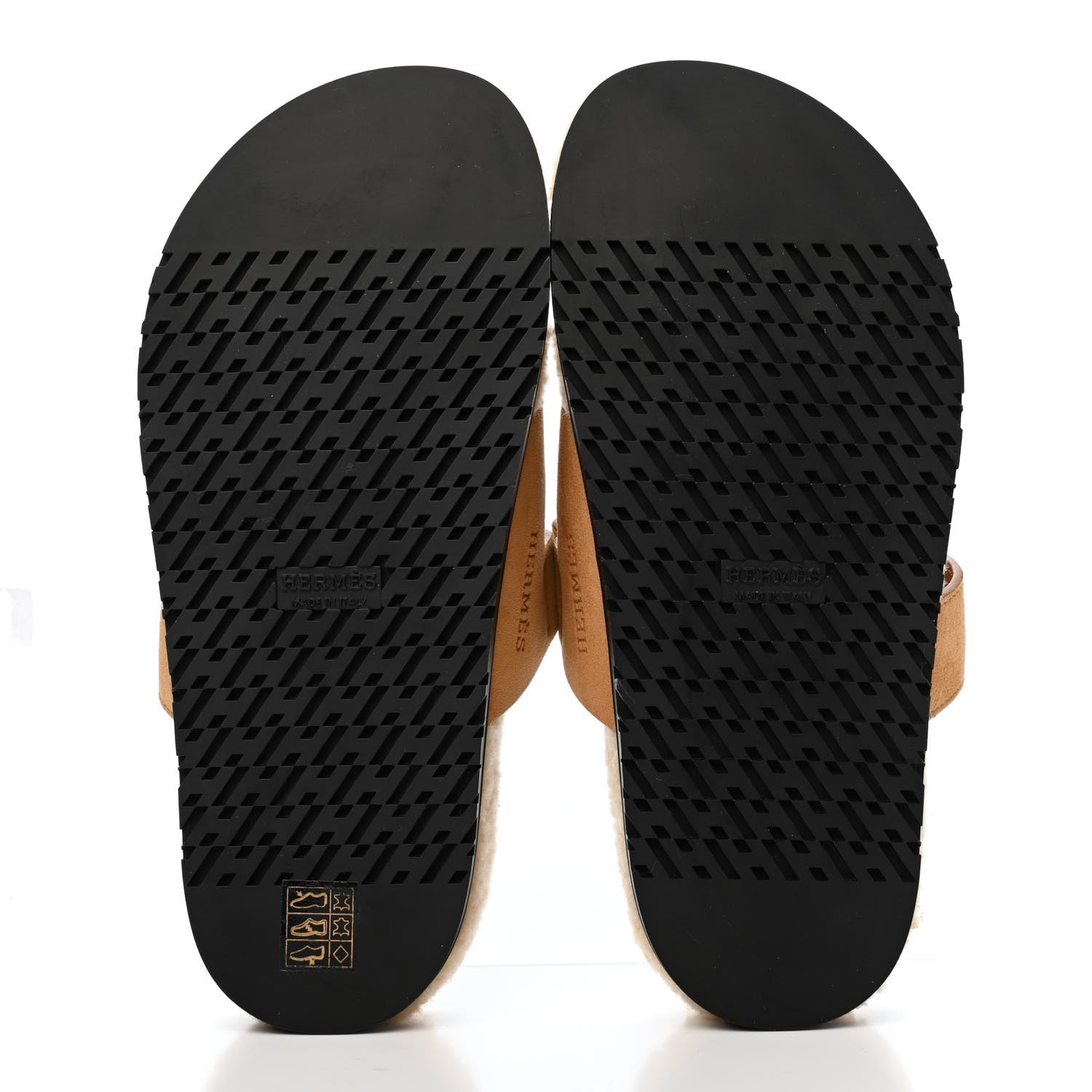 Hermes Suede Goatskin Woolskin Womens Chypre Sandals 38.5 Golden Beige 4 of 4