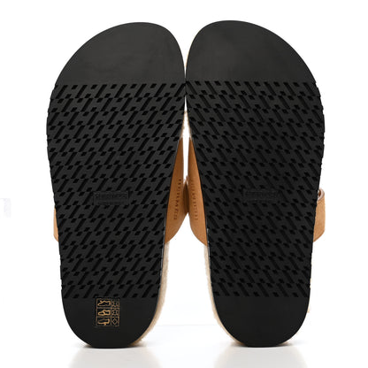 Hermes Suede Goatskin Woolskin Womens Chypre Sandals 38.5 Golden Beige 4 of 4
