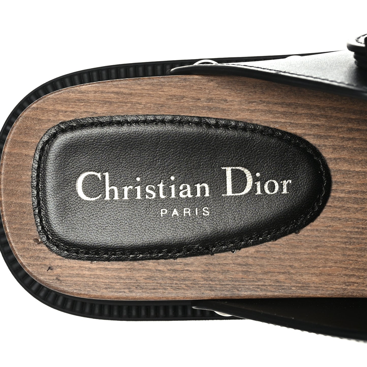 Calfskin Diorquake Buckled Lug Sole 15mm Clogs 41 Black