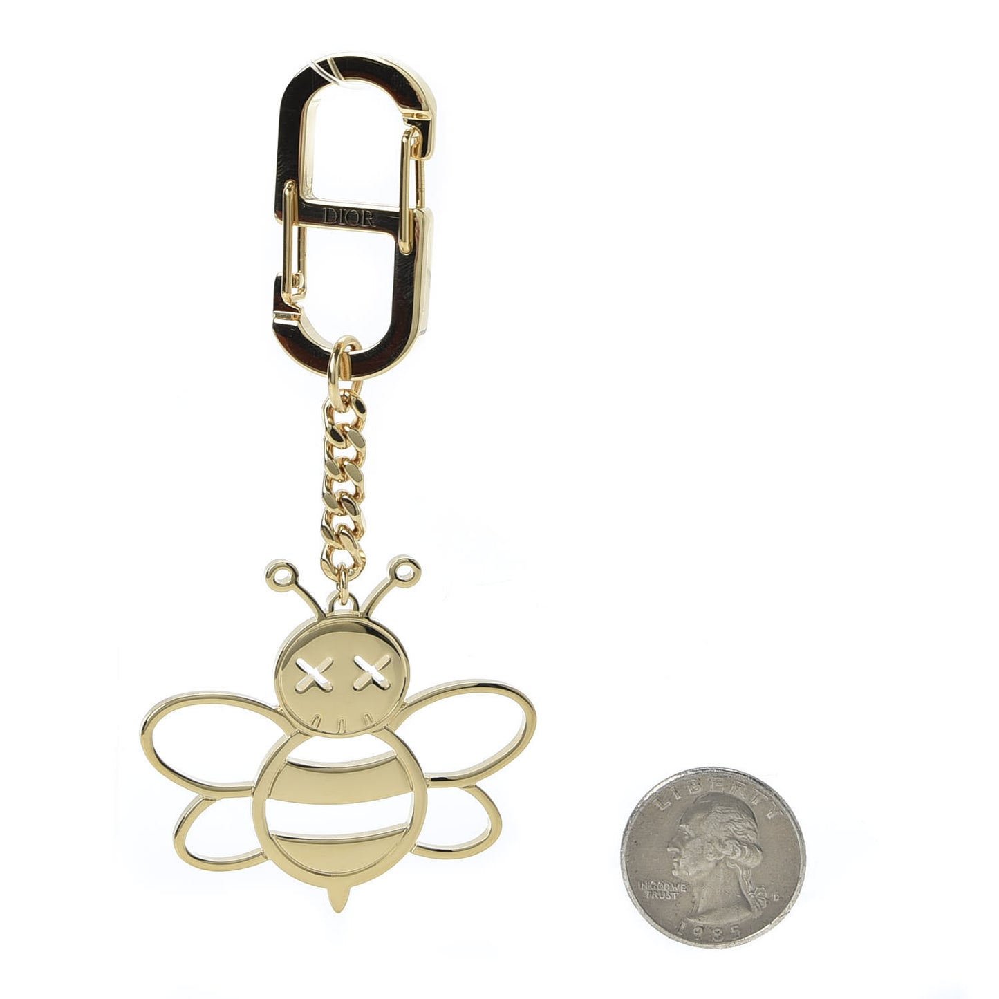 x KAWS Brass Bee Charm Key Ring Gold