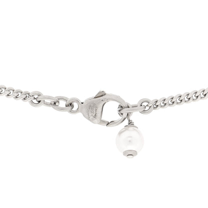 Chanel Pearl Crystal CC Pendant Necklace Silver 4 of 4