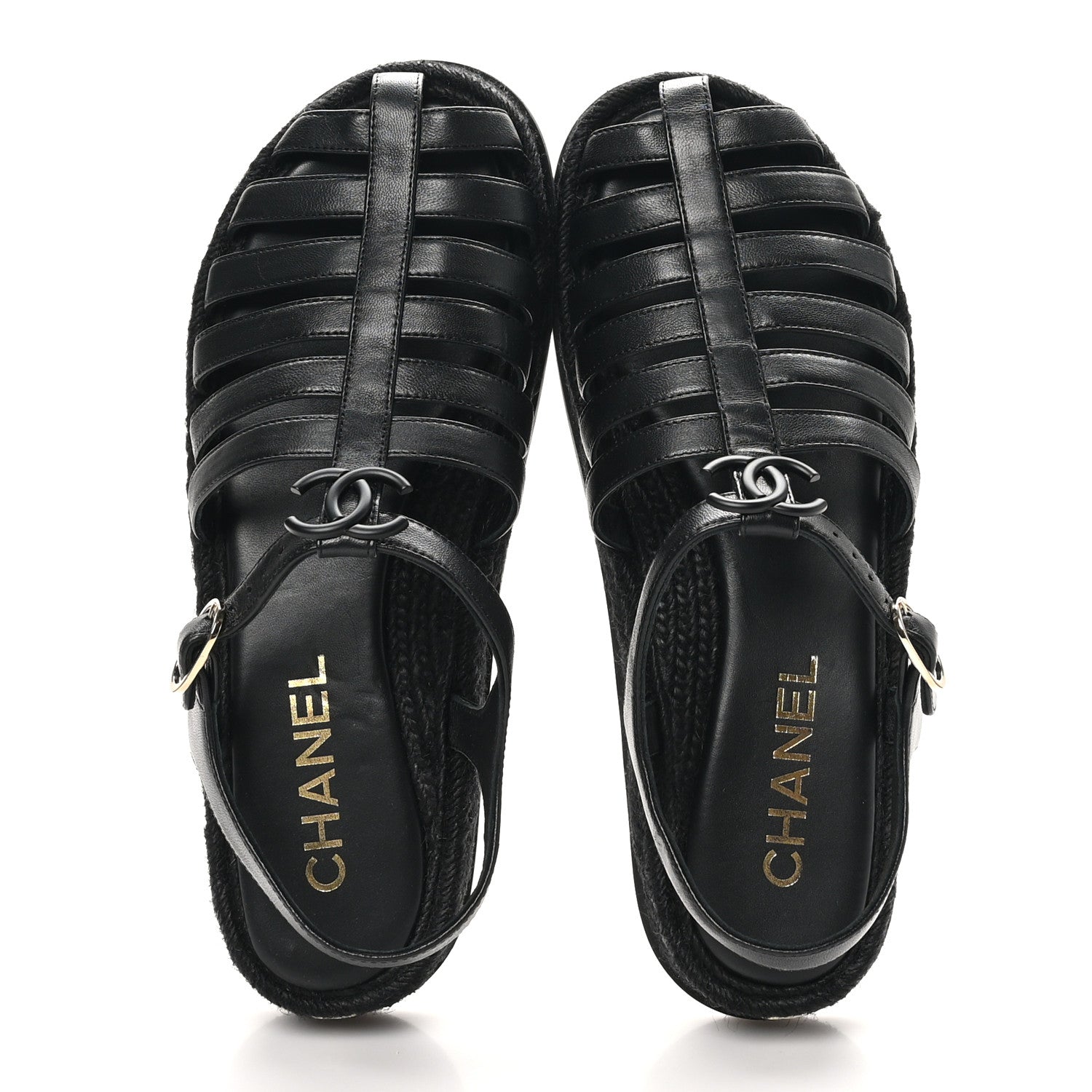 Chanel Lambskin Espadrille Sandals 40 Black 2 of 11
