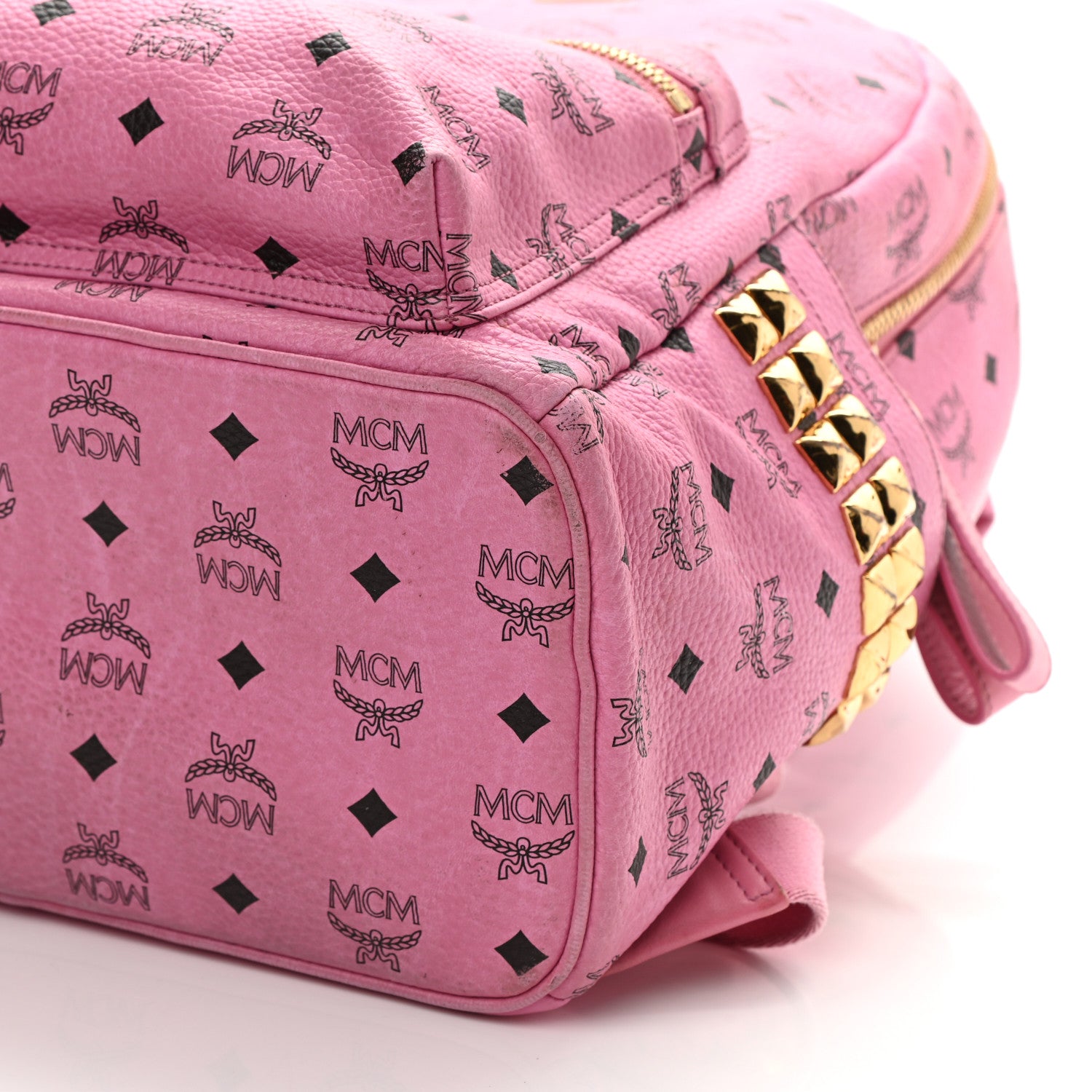 MCM Visetos Medium Side Studs Stark Backpack Pink 11 of 14