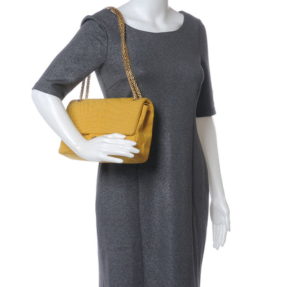 Chanel Jersey Crocodile Reissue Medium Flap Yellow 2 of 8