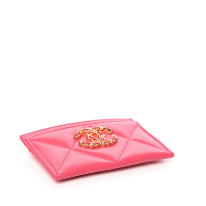 Chanel Shiny Goatskin Quilted 19 Card Holder Dark Pink 3 of 7