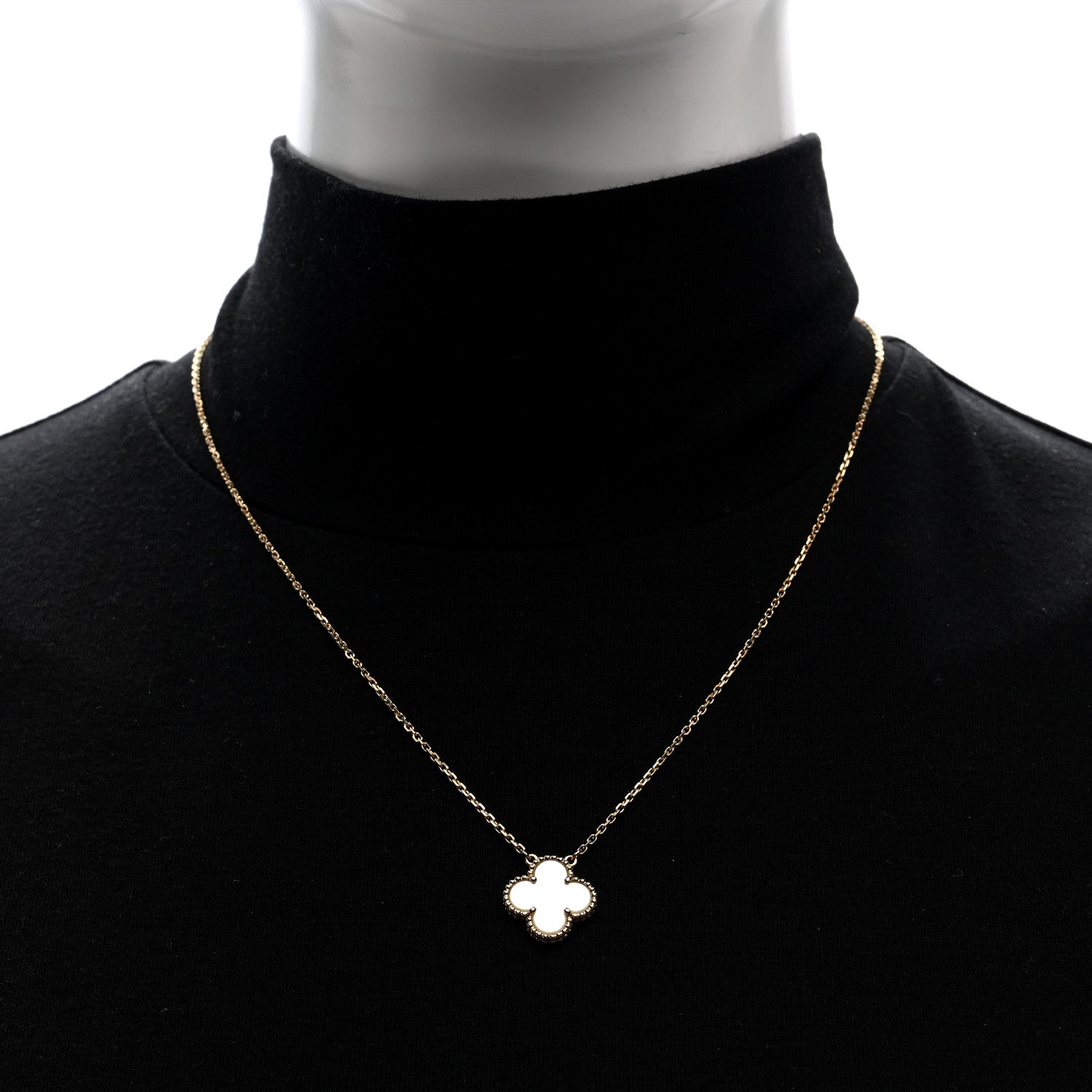 Van Cleef & Arpels 18K Yellow Gold Mother of Pearl Vintage Alhambra Pendant Necklace 2 of 5