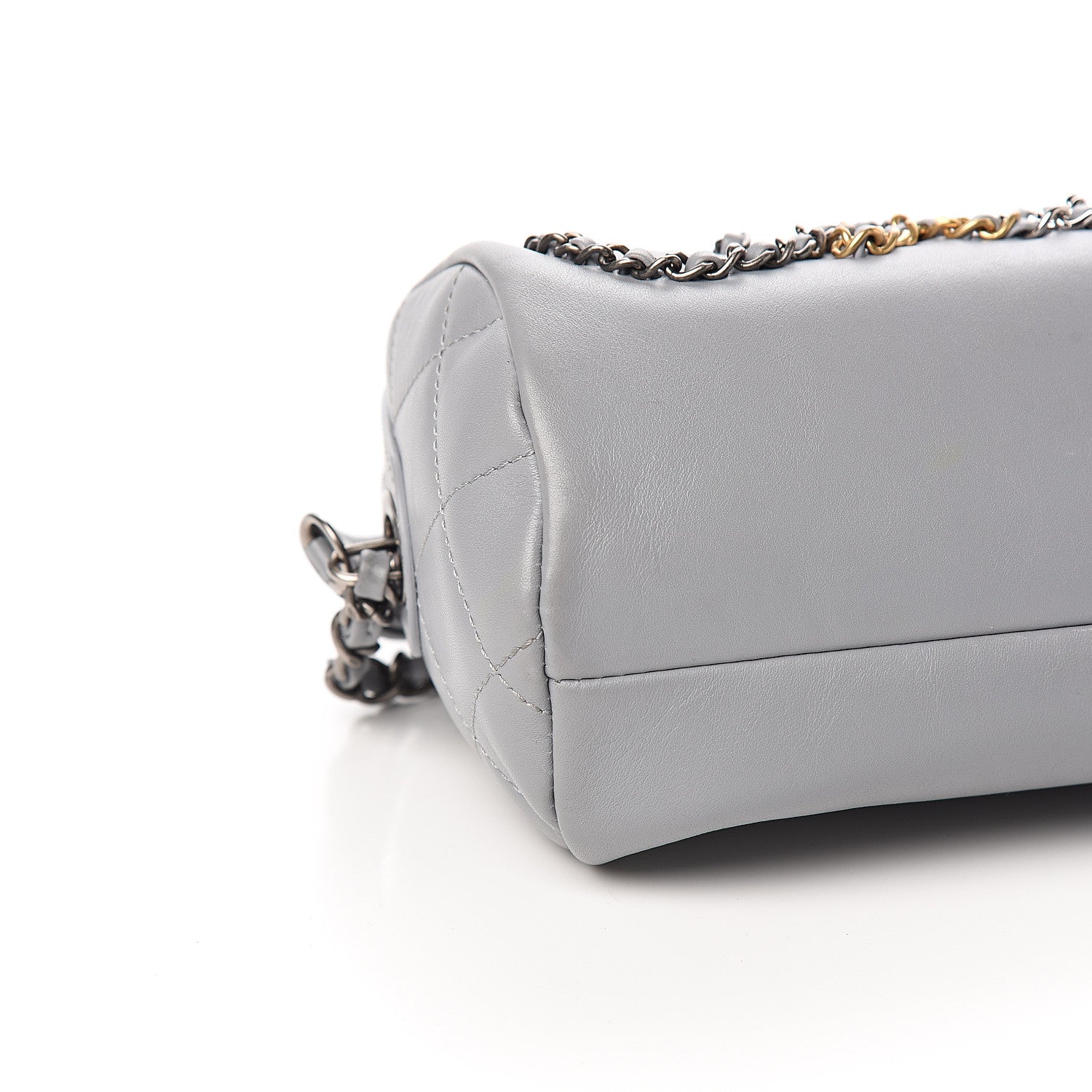 Chanel Calfskin Chain 20s Signature Bowling Bag Light Gray 8 of 12
