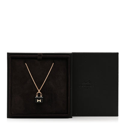 Hermes 18K Rose Gold Black Jade Constance Amulettes Pendant Necklace 5 of 5