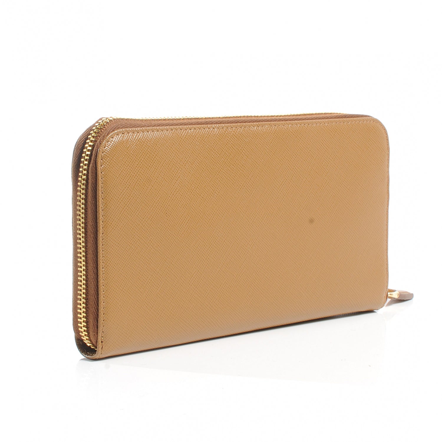 Prada Saffiano Zip Around Wallet Caramel 3 of 8