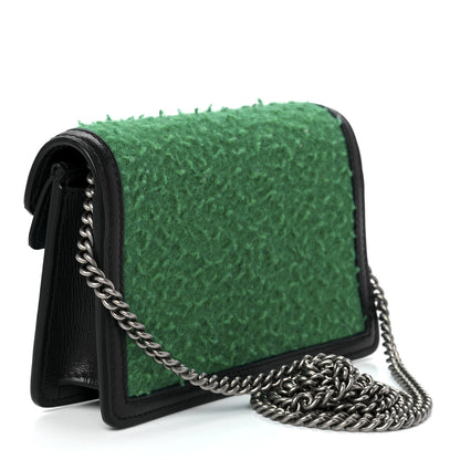 Gucci Casy Wool Azalea Calfskin Super Mini Dionysus Shoulder Bag Deep Emerald Black 2 of 10